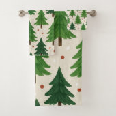 グリーンパインツリーズホリデーウォーターカラーボタニカル バスタオルセット (インサイチュ)