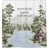 グリーンパインフォレストファミリーレイクハウスキャビン シャワーカーテン (正面)