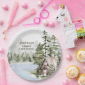 グリーンパインフォレストファミリーレイクハウスキャビン ペーパープレート (パーティー)