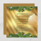 グリーンパインボー金ゴールドクリスマスパーティー 招待状 (正面/裏面)