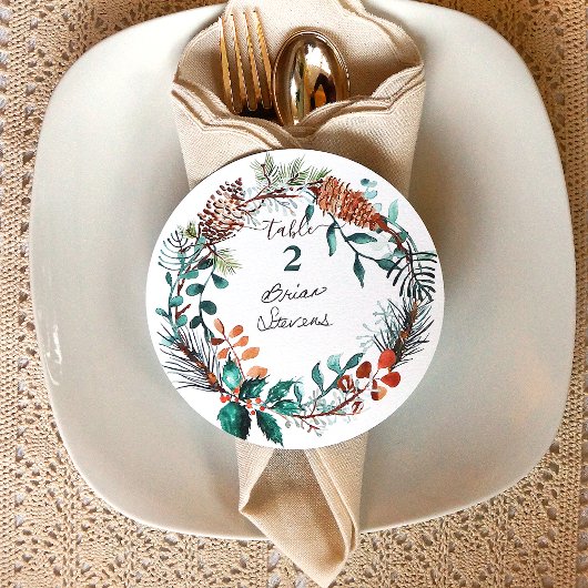 グリーンパイン ユーカリ 松ぼっくり リング 名札ラベル 招待状