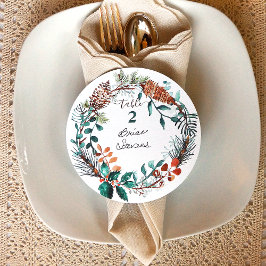 グリーンパイン ユーカリ 松ぼっくり リース 名札ラベル 招待状