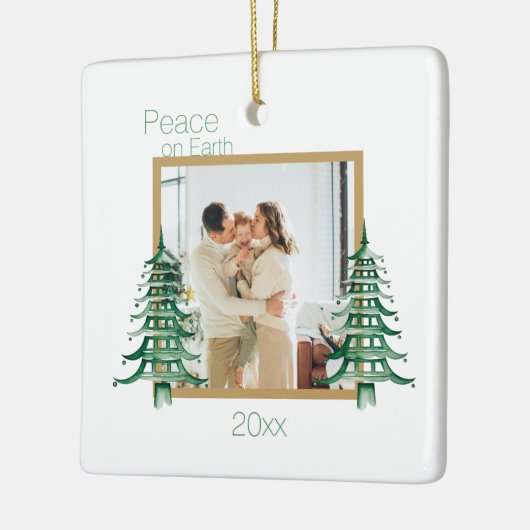 グリーンパゴダのクリスマスツリー2地球の平和 セラミックオーナメント (左)