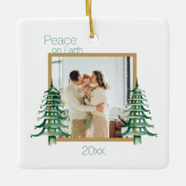 グリーンパゴダのクリスマスツリー2地球の平和 セラミックオーナメント