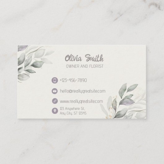 グリーンパステルウォーターカラーフローラ 名刺 (裏面)