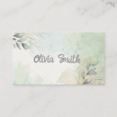 グリーンパステルウォーターカラーフローラ 名刺 (正面)