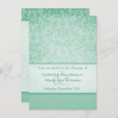 グリーンパステルダマスクフォーマル結婚式招待状 招待状 (正面/裏面)