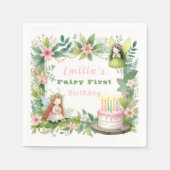 グリーンパステルフェアリーファースト誕生日- スタンダードカクテルナプキン (正面)