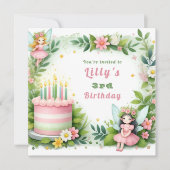 グリーンパステルフェアリー誕生日- 招待状 (正面)