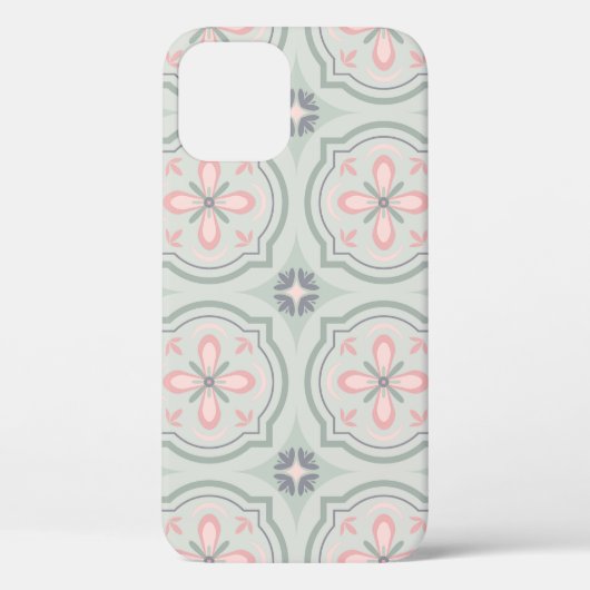 グリーンパステルフラワータイル Case-Mate iPhoneケース (裏面)