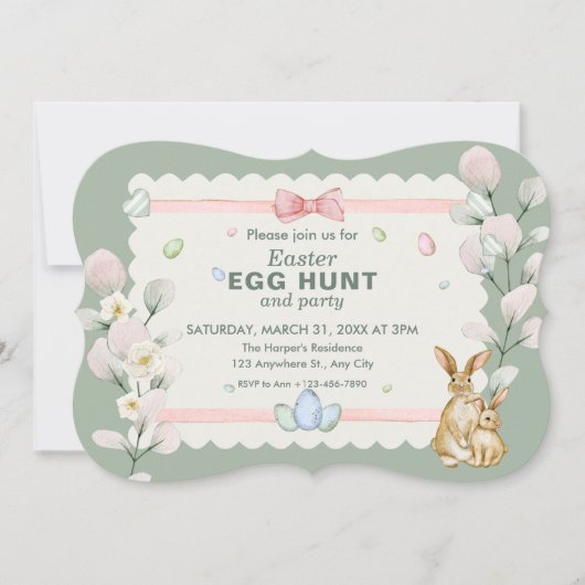 グリーンパステルフローラウォーターカラーイースターエッグ狩り (正面)