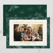 グリーンパターカスタムン写真クリスマスホリデーカード シーズンカード (正面/裏面)
