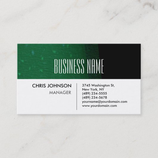 グリーンパターストライプンチャームホワイト名刺 名刺 (正面)