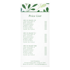 グリーンパターモダンン価格表 ラックカード