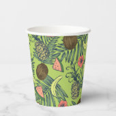 グリーンパターンにトロピカルフルーツスケッチ 紙コップ (裏面)