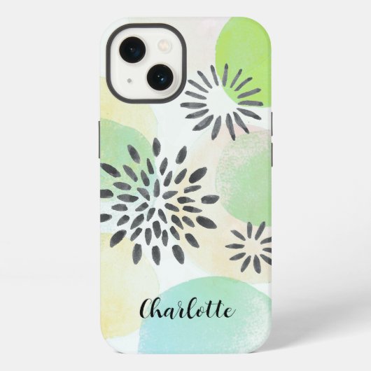 グリーンパターンの名入れデザイン iPhoneケース (裏面)