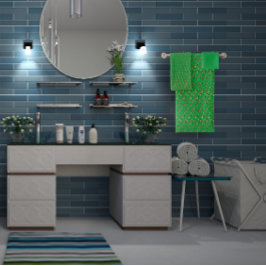 グリーンパターンミニ野草 バスタオルセット