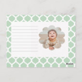 グリーンパターンメリークリスマスリースモノグラムベビー ポストカード (裏面)