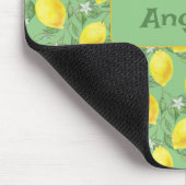 グリーンパターン黄水色レモンマウスパッド マウスパッド (コーナー)