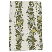 グリーンパッションフラワーのつる アイボリーの植物画