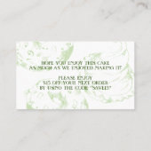 グリーンパティシシェフウーマンカートゥーンベーカリー 名刺 (裏面)