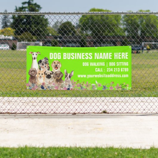 グリーンパピーズフローラ植物犬の座る 横断幕 (インサイチュ)