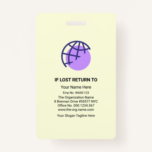 グリーンパモダンープルウェーブ社員写真テンプレート バッジ (裏面)