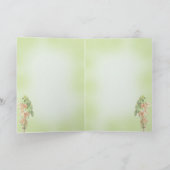 グリーンパロットとピンクのアカシアの花 ヴィンテージ カード (内部)