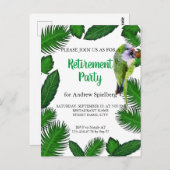 グリーンパロット葉とパームの退職案内 ポストカード (正面/裏面)