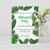 グリーンパロット葉とパームの退職案内 招待状 (スタンド正面)