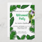 グリーンパロット葉とパームの退職案内 招待状 (正面/裏面)