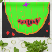 グリーンパンプキンゾンビハロウィンキッチンタオル キッチンタオル (折り畳み)