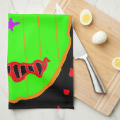グリーンパンプキンゾンビハロウィンキッチンタオル キッチンタオル (四つ折り)