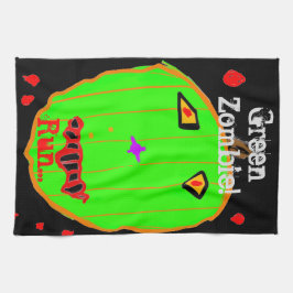 グリーンパンプキンゾンビハロウィン走キッチンタオル キッチンタオル