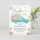 グリーンパンプキントラックベビーシャワー招待状 招待状 (スタンド正面)