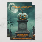 グリーンパンプキンハローウィンパーティ招待状 招待状 (正面/裏面)