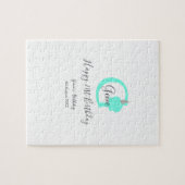 グリーンパンプキン秋誕生日21stグレーパステル ジグソーパズル (横)