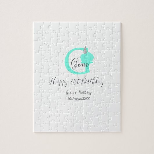 グリーンパンプキン秋誕生日21stグレーパステル ジグソーパズル (縦)