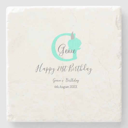 グリーンパンプキン秋誕生日21stグレーパステル ストーンコースター (正面)