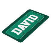 グリーンパーソナライズされたおよびホワイトライセンスプレート マグネット (左側)