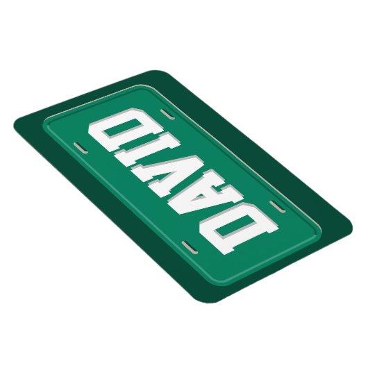 グリーンパーソナライズされたおよびホワイトライセンスプレート マグネット (右側)