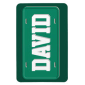 グリーンパーソナライズされたおよびホワイトライセンスプレート マグネット (縦)