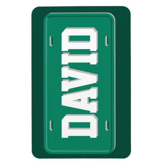 グリーンパーソナライズされたおよびホワイトライセンスプレート マグネット (縦)