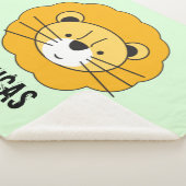 グリーンパーソナライズされたかわいいライオンベビーブランケット シェルパブランケット (3/4)