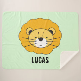 グリーンパーソナライズされたかわいいライオンベビーブランケット シェルパブランケット
