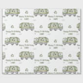 グリーンパーソナライズされたごみトラック誕生日パーティー ラッピングペーパー (フラット)