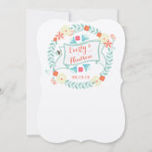 グリーンパーソナライズされたとピンクガーランド結婚ズ 招待状 (裏面)