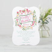 グリーンパーソナライズされたとピンクガーランド結婚ズ 招待状 (スタンド正面)