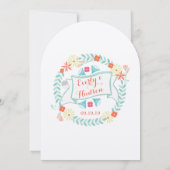 グリーンパーソナライズされたとピンクガーランド結婚ズ 招待状 (裏面)