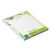 グリーンパーソナライズされたとピーチのフローラメモ帳 ノートパッド (アングル)